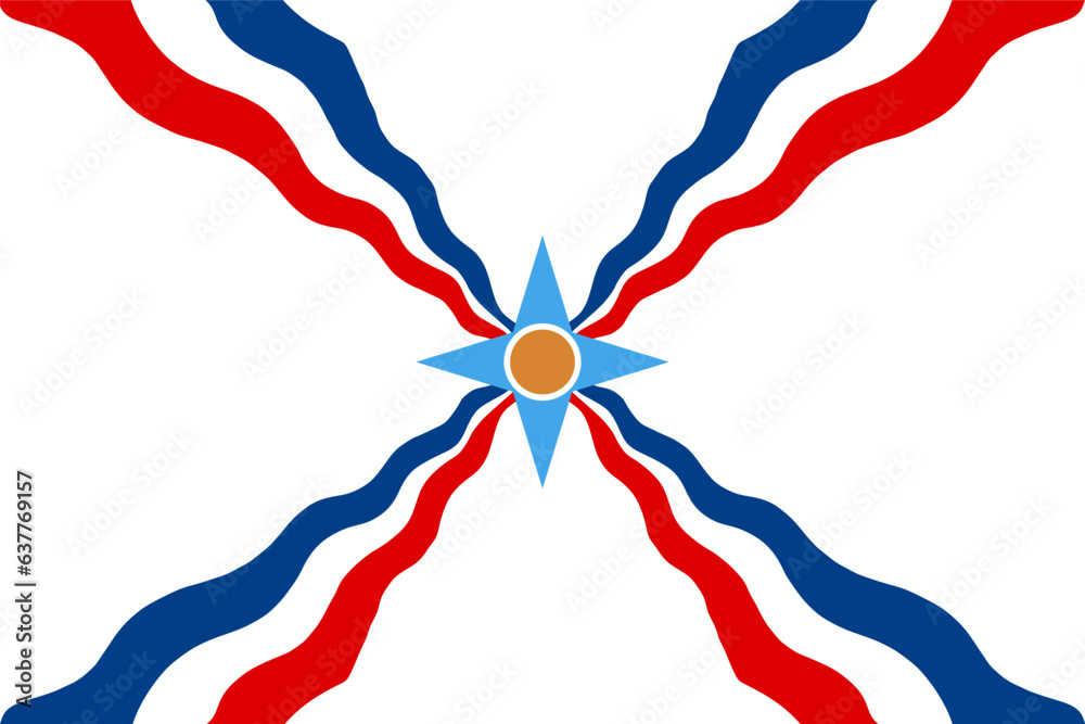 Assyrian people flag vector illustration isolated. Assyrians are an ...