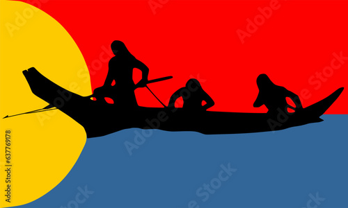 Clatsop Indian flag vector illustration isolated on background. Symbol of native people in America. Clastop clan roundel emblem. Clatsop is a small tribe of Chinookan Native Americans in the Pacific.