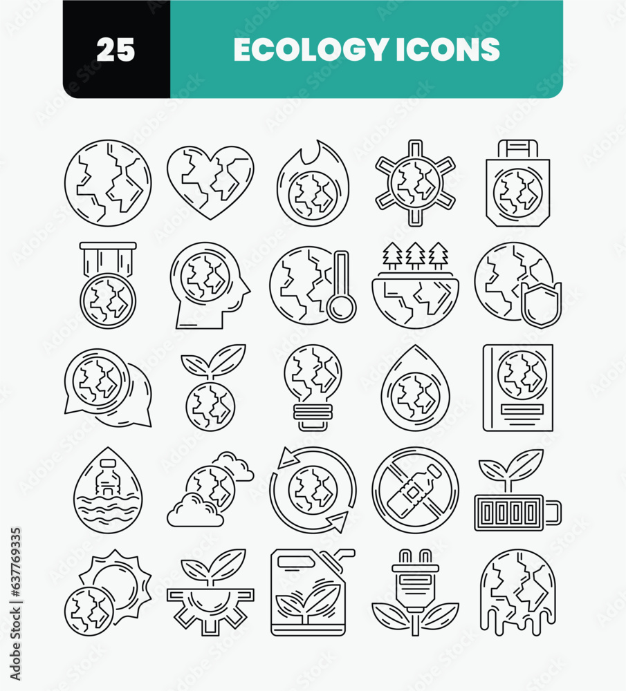 Simple Ecology Icon Set with Outline Style. Water Pollution, Ecology Idea, Save Water, Earth Protection. Vector Icon.