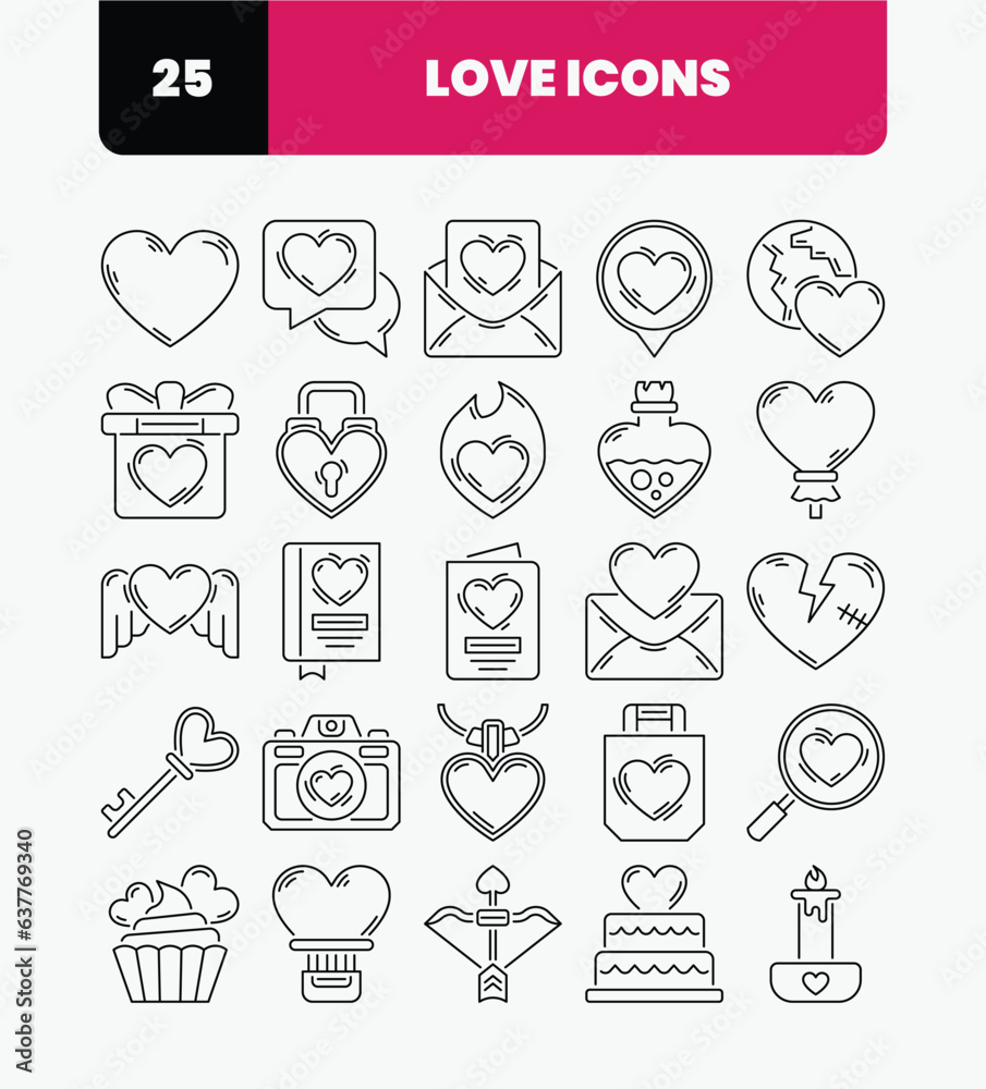 Simple Love Icon Set with Outline Style. Online Dating, Wedding Invitation, Love Letter, Love Passion. Vector Icon. Simple Love Icon Set with Outline Style. Online Dating, Wedding Invitation, Love Letter, Love Passion. Vector Icon.