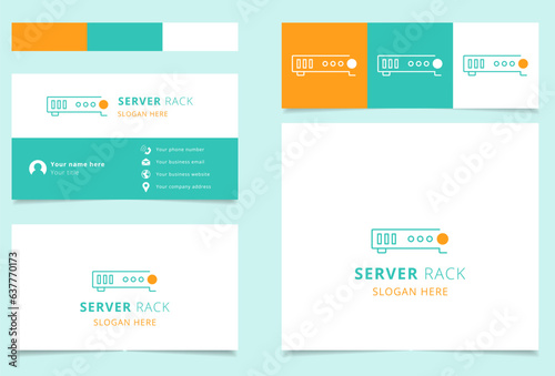 Server rack logo design with editable slogan. Branding book and business card template.