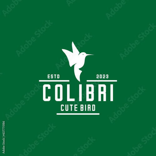 Vector logo colibri bird is flying