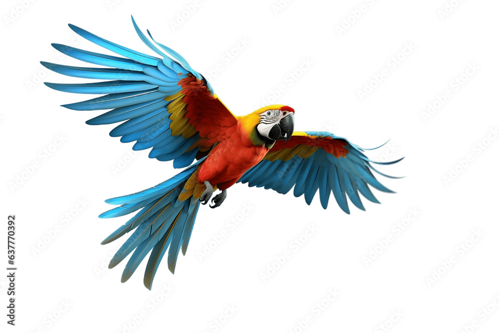 Beautiful Colored Macaw bird Isolated on transparent background Generative AI