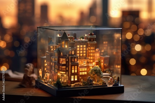 miniature house in a glass box Generative Ai