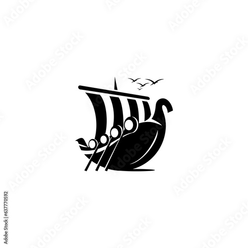 viking sailing ship vector design on white background