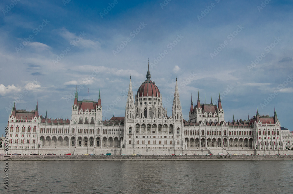 Budapest, Hungary, August 15, 2023. Budapest Parliament. Riverside View.