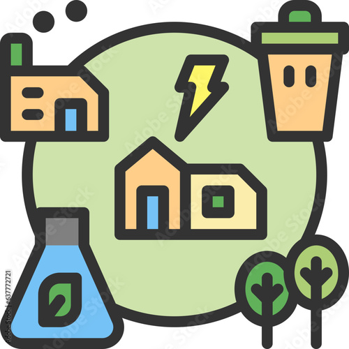 biomass process power with zero waste color style icons