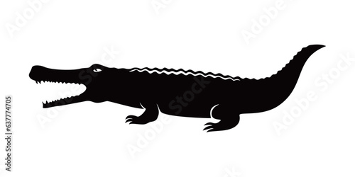 alligator silhouette design. wild predator animal sign and symbol. © redranger