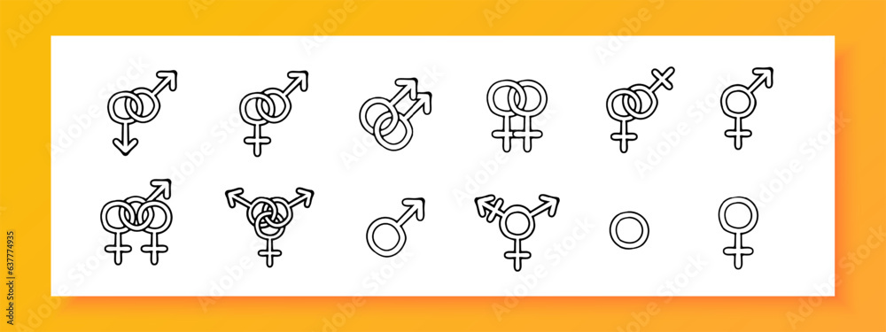 Gender identity line icon. LGBT, masculinity, femininity, transgender ...