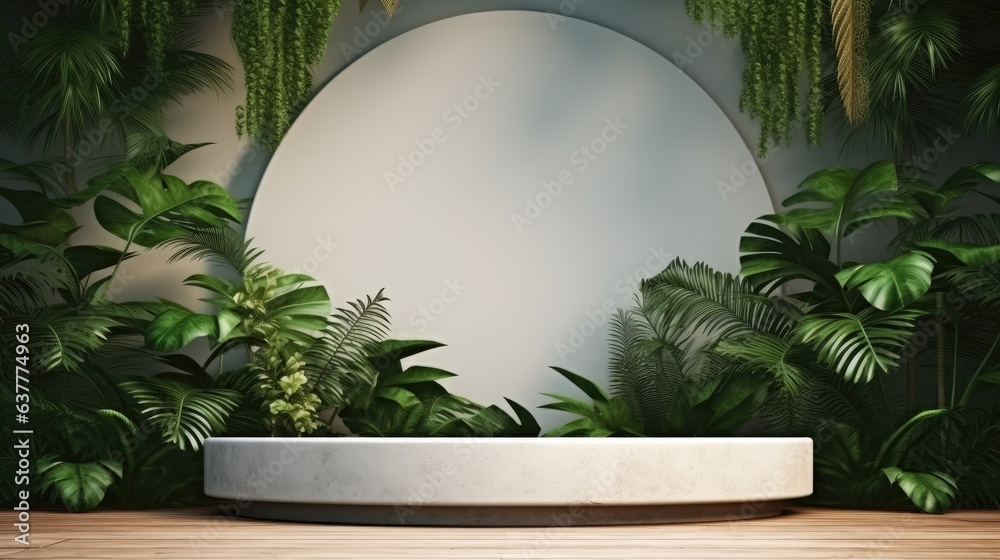 3D visualization of the podium tropical modern background