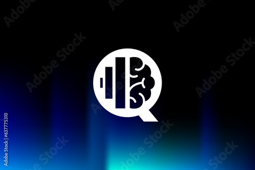 IQ logo icon. Smart, brain, Q logo