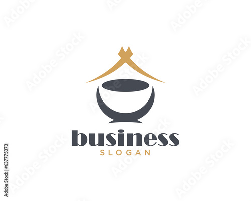 Bowl logo design. Unique logo for asian street food with bowl and chopstick