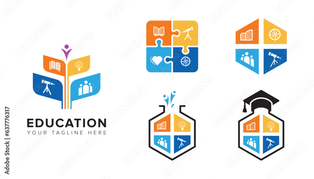 Education logo set collection