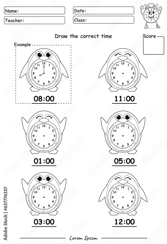 What Is The Time Worksheet With Penguin Black And White With Name Part what-is-the-time-worksheet-with-penguin-black-and-white-with-name-part