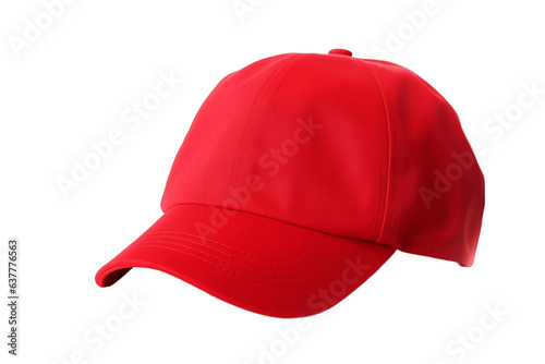 Red Baseball Cap Isolated on Transparent Background - Generative AI