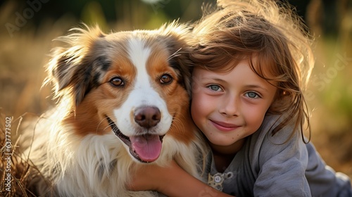 dog and child cuddling and ...
