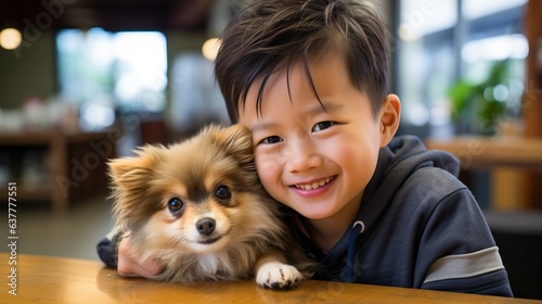dog and child cuddling and ...