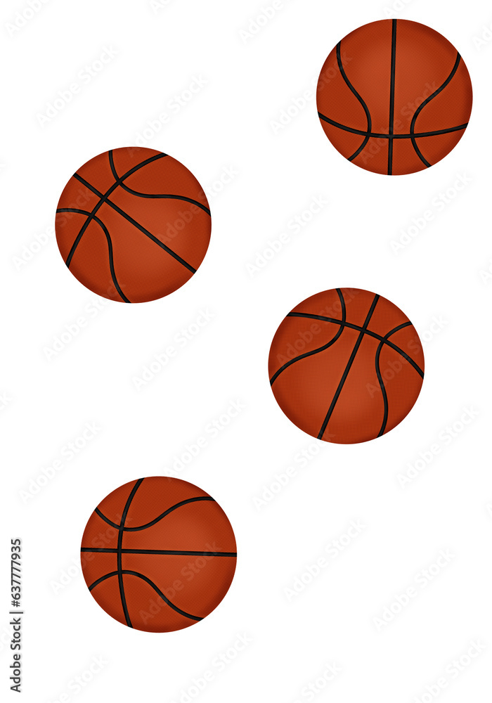 Falling Basketball (Balls) Isolated on White