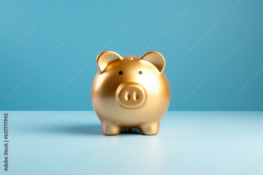 This is an image of a golden piggy bank representing the concept of saving and investment. It is placed on a blue background.
Generative AI This is an image of a golden piggy bank representing the concept of saving and investment. It is placed on a blue background.
Generative AI