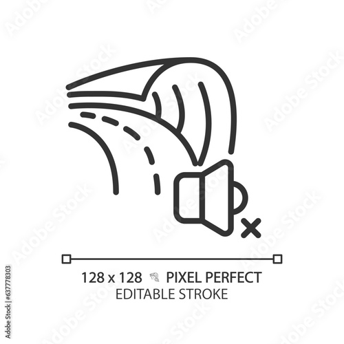 2D pixel perfect editable soundproof road black icon, isolated vector, soundproofing thin line illustration.