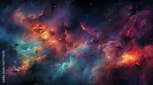 Conceptual galaxy and nebula background. Generative AI