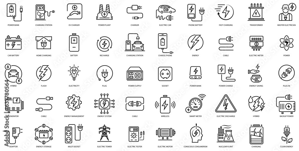 Charging icons set design vector