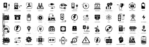 Charging icons set design vector