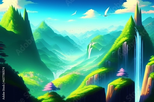 Green lush mountain animation