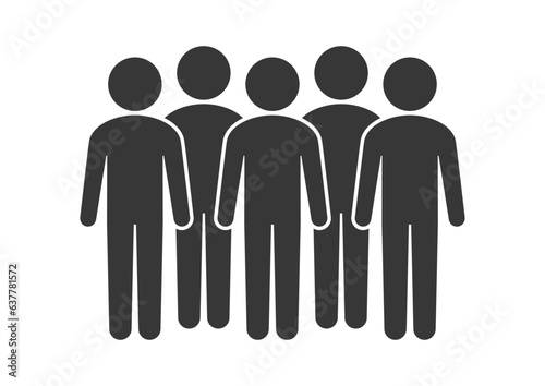 立っている5人の人のアイコン･ピクトグラム - グループ･チームワークのイメージ素材 