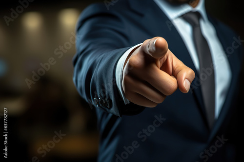 Confident Businessman Pointing with Finger towards You with Copy Space. created with Generative AI