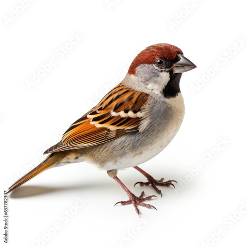 Sparrow in white background, AI generated Image