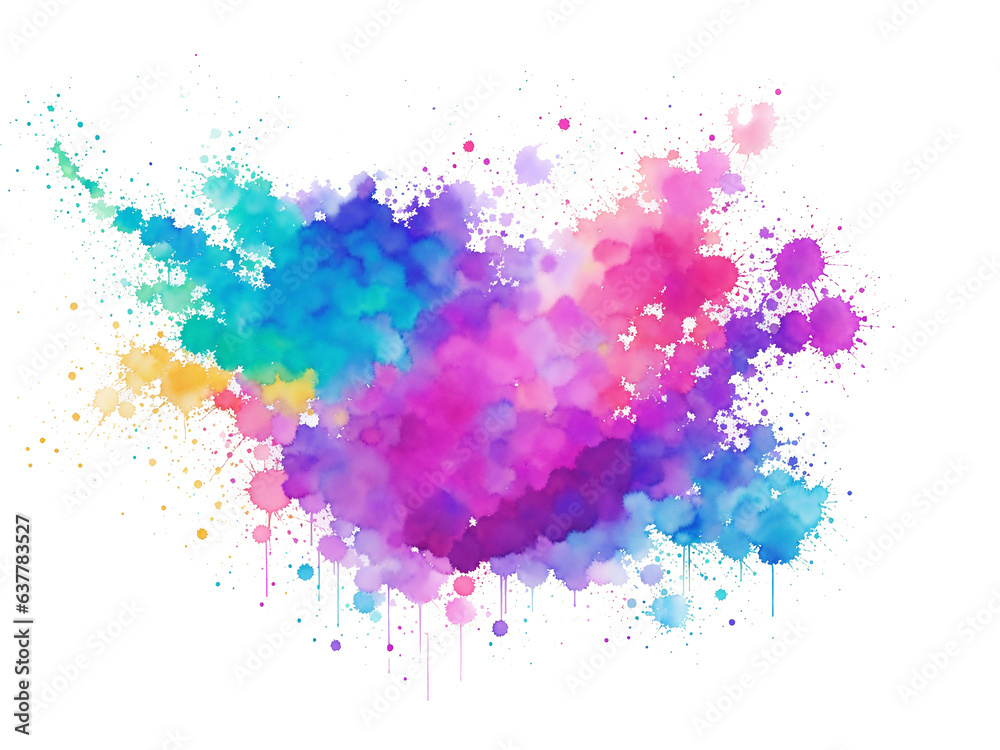 Abstract watercolor splashes in various colors with blots and stains