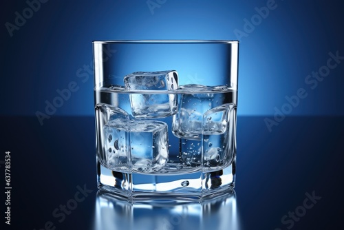 Glass of water with ice cubes