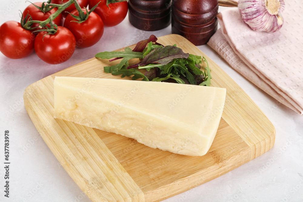 Piece Italian hard parmesan cheese Piece Italian hard parmesan cheese