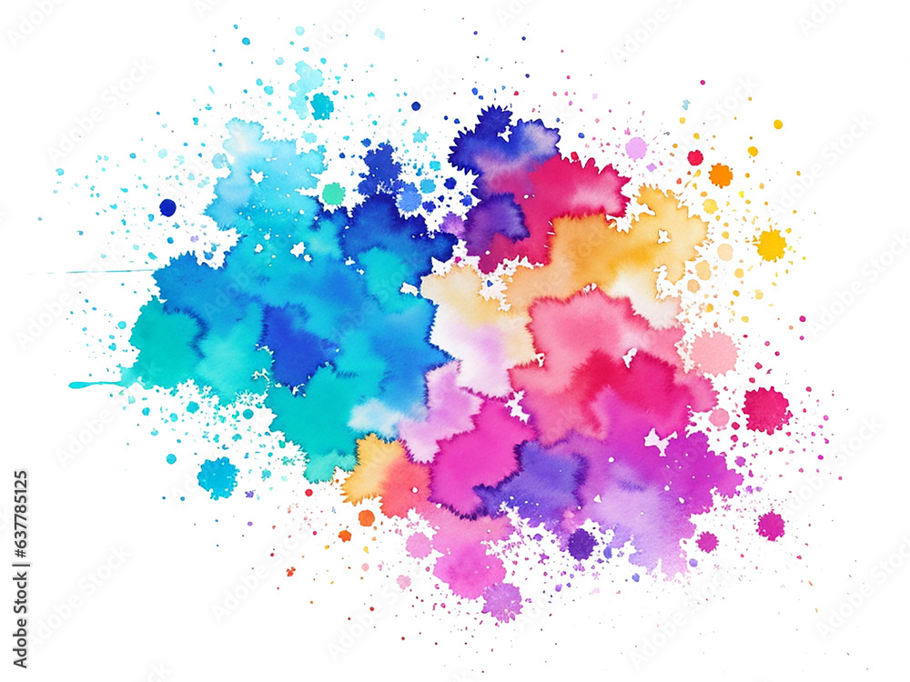 Abstract Colorful Isolated Bright drawn watercolor splash and stains