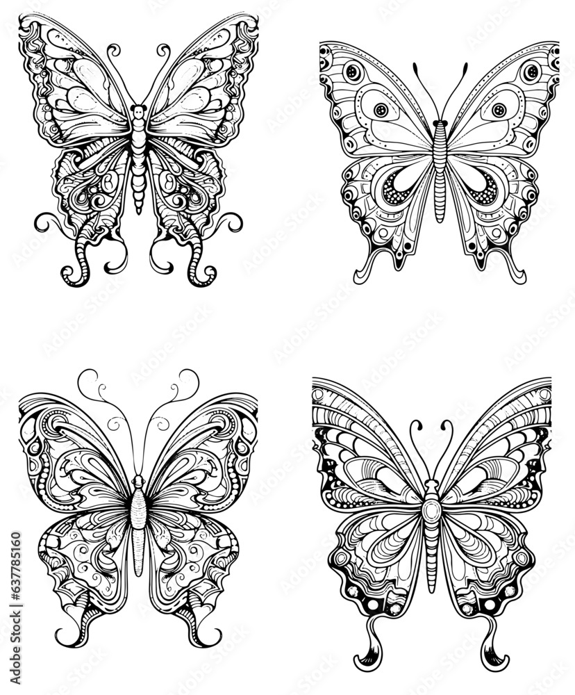Coloring Page Butterfly - Vector Format