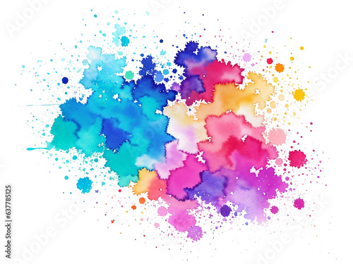Abstract Colorful Isolated Bright drawn watercolor splash and stains