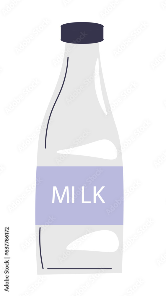 Milk in bottle, farm organic products and meal Milk in bottle, farm organic products and meal