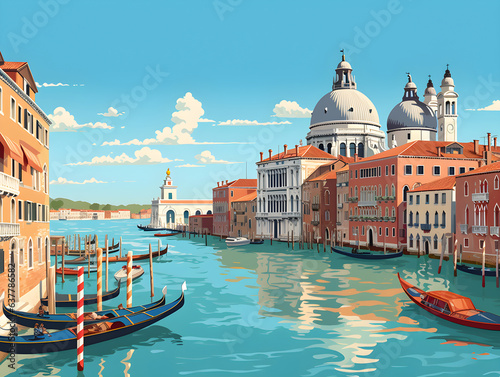 Venice scenery Italy beautiful, presentation pictures, Illustration, Generative AI © A_visual