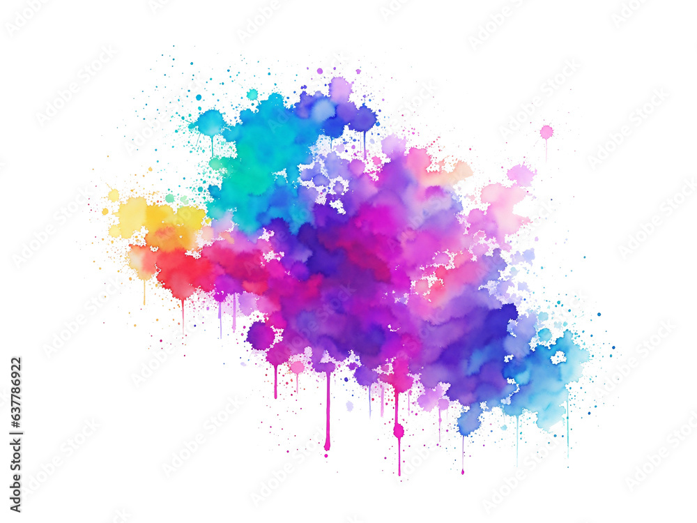 Colorful watercolor blots with splashes and stains
