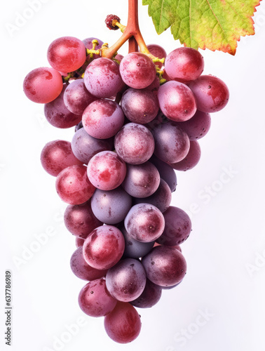 Ripe red grapes isolated on a white background