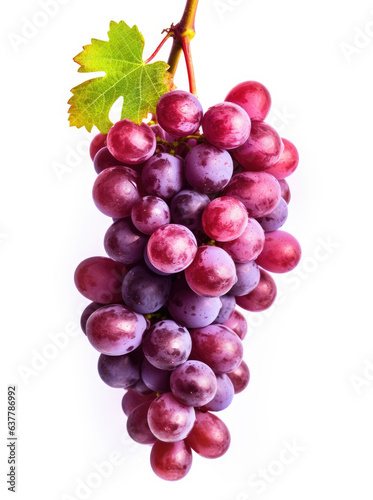 Ripe red grapes isolated on a white background