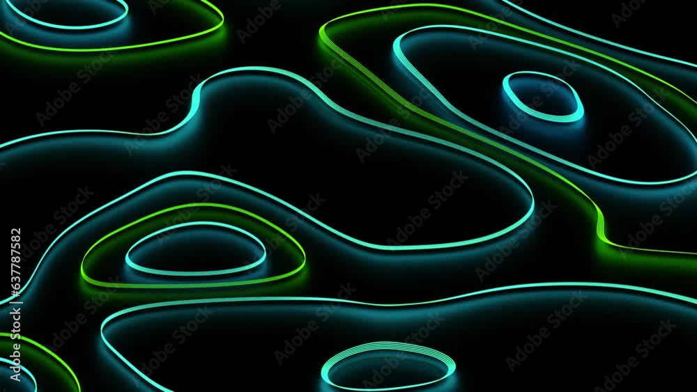 Organic Blue and Green Energy 
Lazo Waves. Abstract VJ Animation Loop.