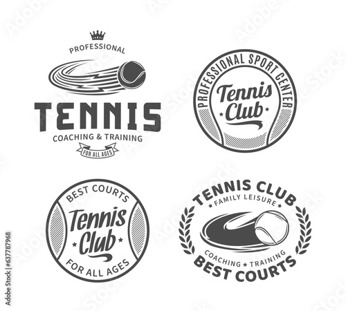 Tennis club logo on white background. Tennis emblem design