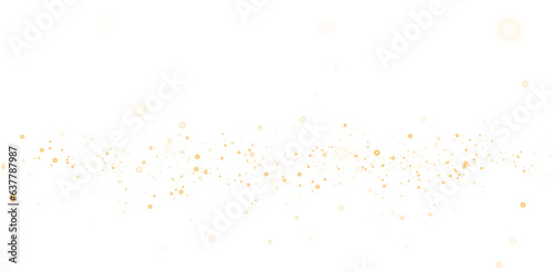 Glow light effect. Golden glitter and bokeh on transparent backdrop. Luxury particles with stardust. Magic Christmas composition. Special shine for poster or advertising. PNG.