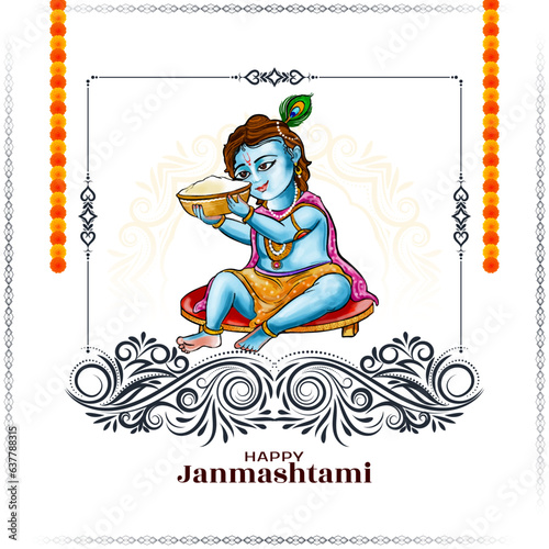 Happy janmashtami festival decorative background design