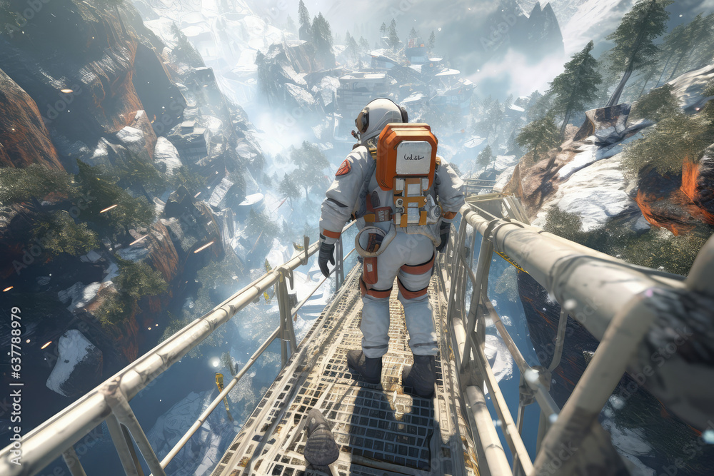 Fototapeta premium An Astronaut in space in unreal world