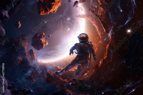 An Astronaut in space in unreal world