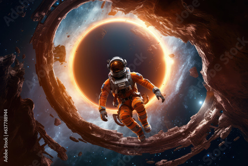 An Astronaut in space in unreal world