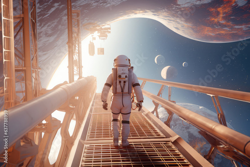 An Astronaut in space in unreal world
